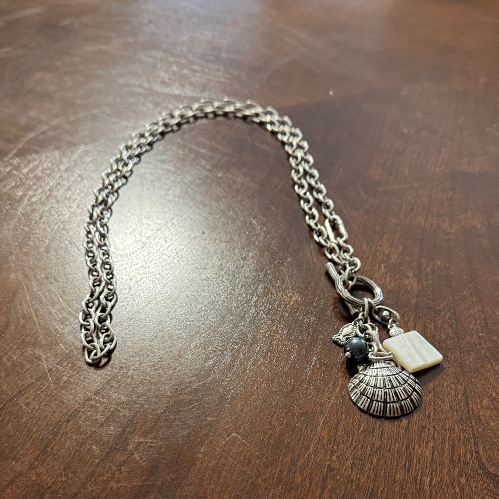 NWOT CAbi Silver Sea Shell Charm Necklace